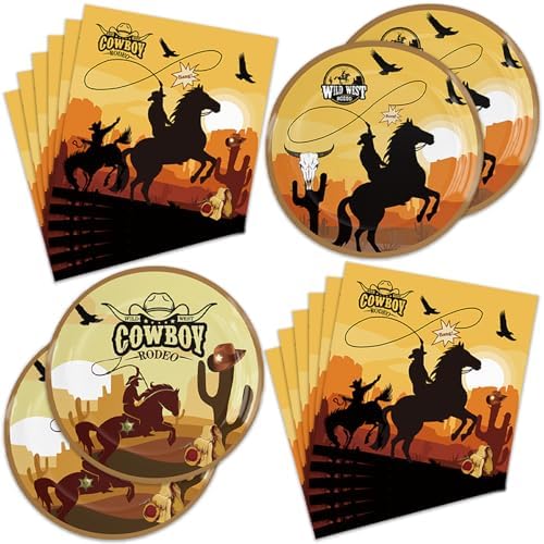 West Cowboy Party Plates Napkins 40 PCS