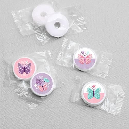 Beautiful Butterfly Round Candy Sticker Favors - 1 Sheet of 108