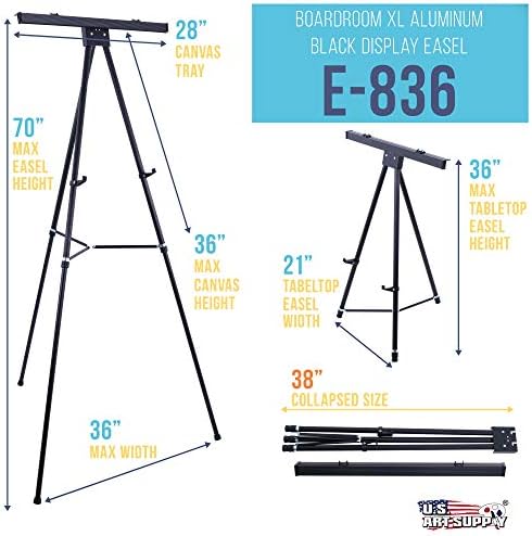 US Art Supply 70 High XL Black Aluminum Flip Chart Easel