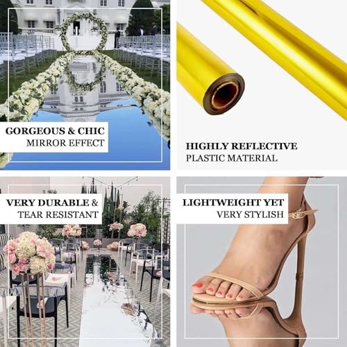Efavormart 65FT x 3FT Silver Mirrored Wedding Aisle Runner