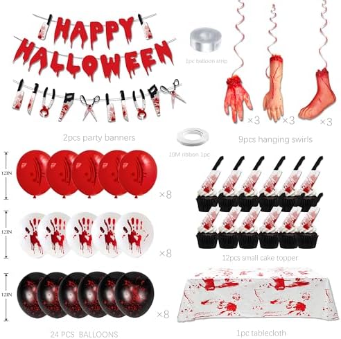 Halloween Party Decorations Set with Scream Banner and Themed Balloons