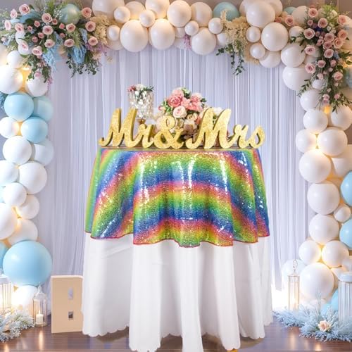 50 Inch Sequin Round Tablecloth for Parties
