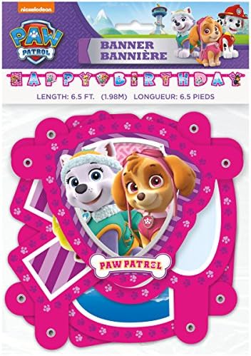 Paw Patrol Girl Party Supplies Bundle with Table Cover Banner Sticker Sheet