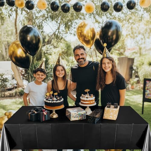 6pcs Black Foil Tablecloth 54x72inch Party Decoration