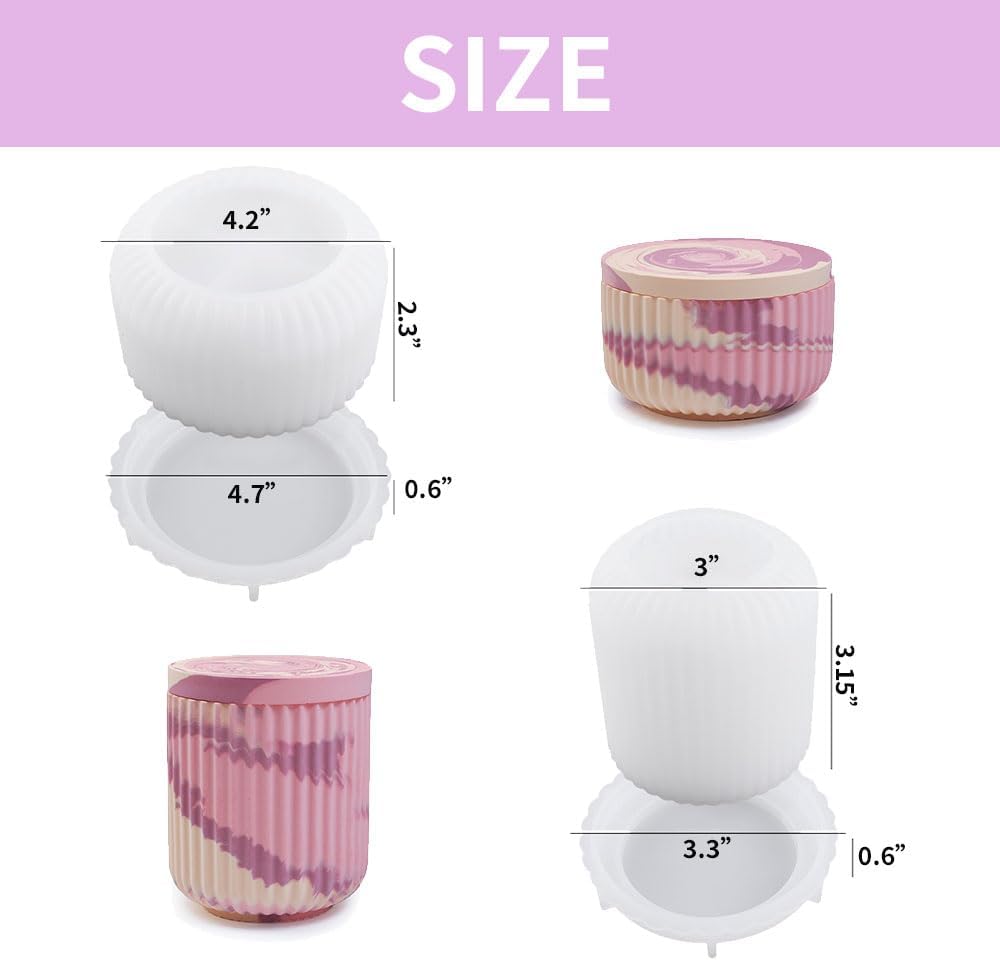 BIGEBO 2PCS Jar Resin Mold with Lid