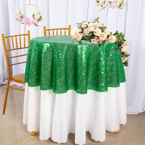 Sparkly Green Sequin Round Tablecloth 50 Inches