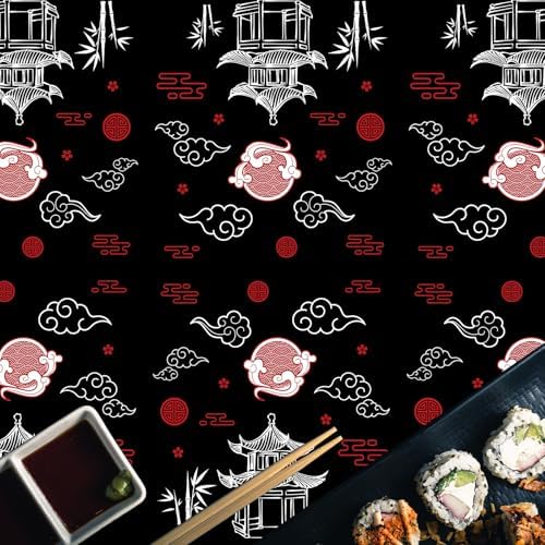Hibachi Themed Table Covers 3 Pack for Asian Parties Black