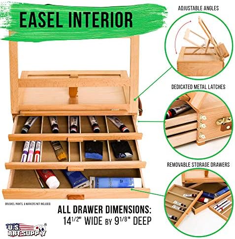 US Art Supply 3 Drawer Easel with Storage Box