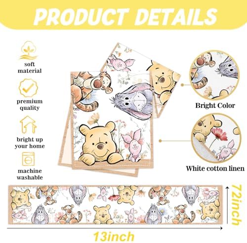 Winnie Baby Shower Tablecloth for Kids Birthday Party