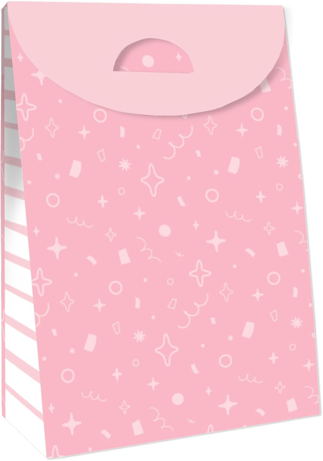 Big Dot of Happiness Pink Confetti Stars Gift Bags Set of 12