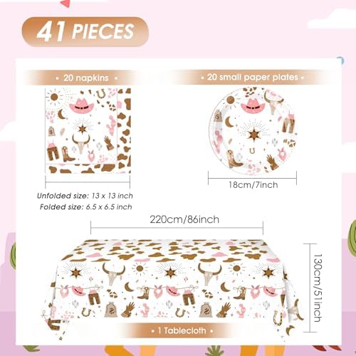 41Pcs Cowgirl Birthday Party Decorations Pink Set