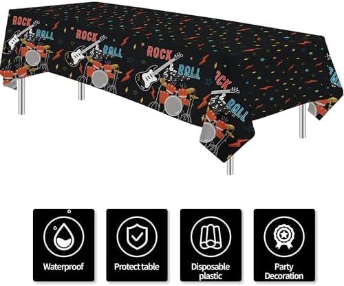 Rock and Roll Party Decorations Tablecloth 3pcs