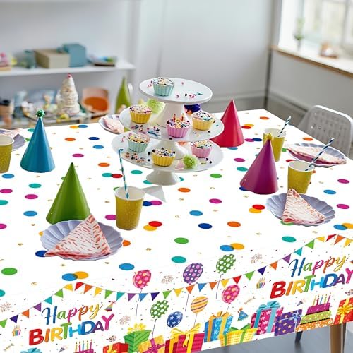 CL Cooper Life Happy Birthday Tablecloths 2Pcs Rainbow Decorations