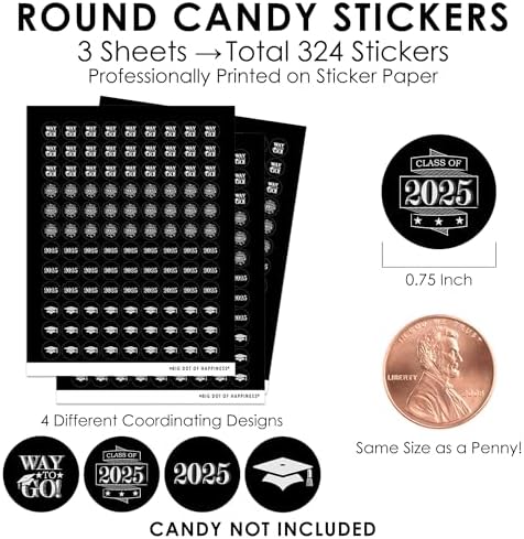 Big Dot of Happiness Graduation Party Candy Stickers - 324 Count