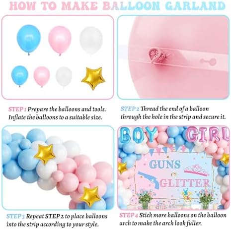 Guns Or Glitter Gender Reveal Decor Set 228 Pieces