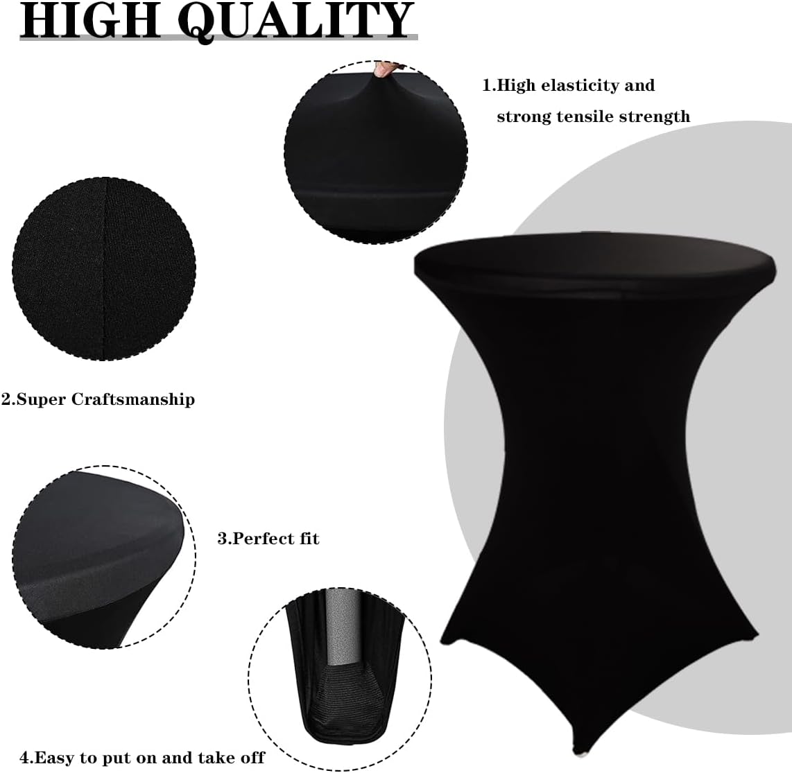 HAORUI Spandex Table Covers 2 Pack for Round Tables