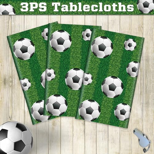 3 Pack Soccer Themed Table Covers 84x84 Inch