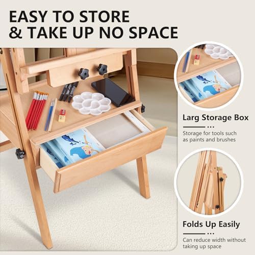 YOKUGO H-Frame Easel for Painting with Storage Drawer