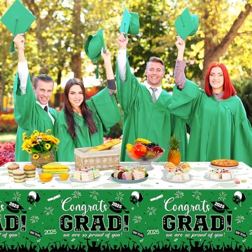 6 Pack Green Graduation Tablecloths for Class of 2025