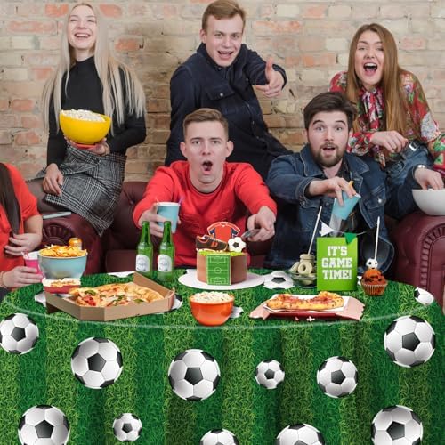 3 Pack Soccer Themed Table Covers 84x84 Inch