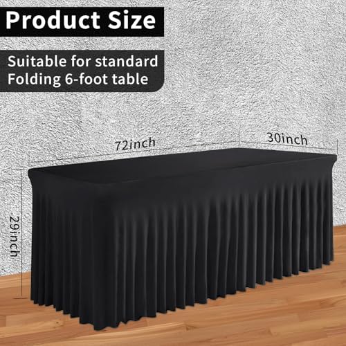 6ft Black Spandex Table Skirt Set for Banquet Tables