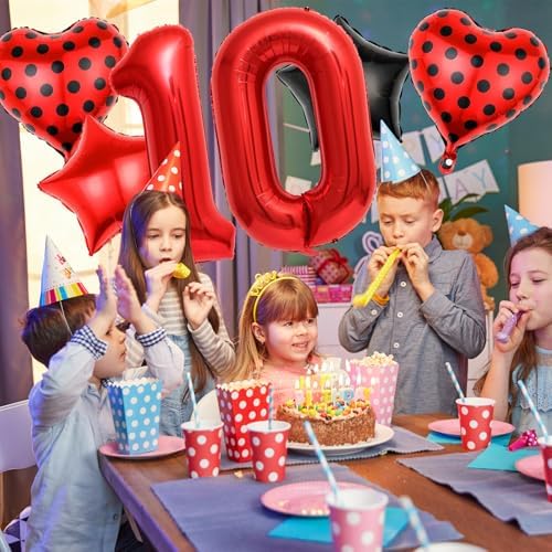 Red 10 Balloon Set for Birthday Party Decorations