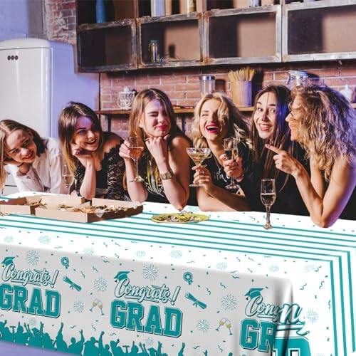 CMUSKO Teal Graduation Tablecloth 3Pcs Class of 2025 Decor