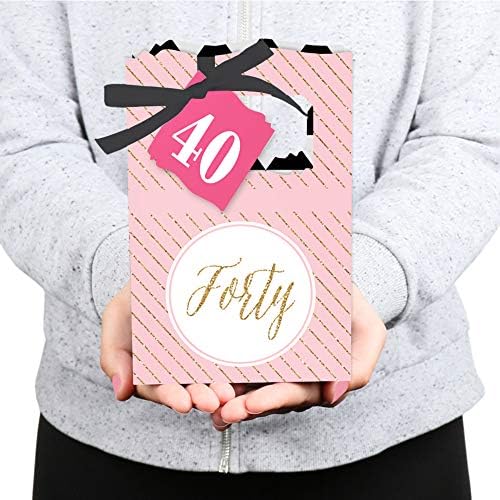 Chic 40th Birthday Favor Boxes Set of 12