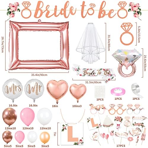 MOVINPE Bachelorette Party Decoration Kit Rose Gold Balloons