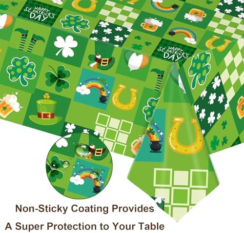 3 Pack Disposable Plastic St Patricks Day Tablecloths