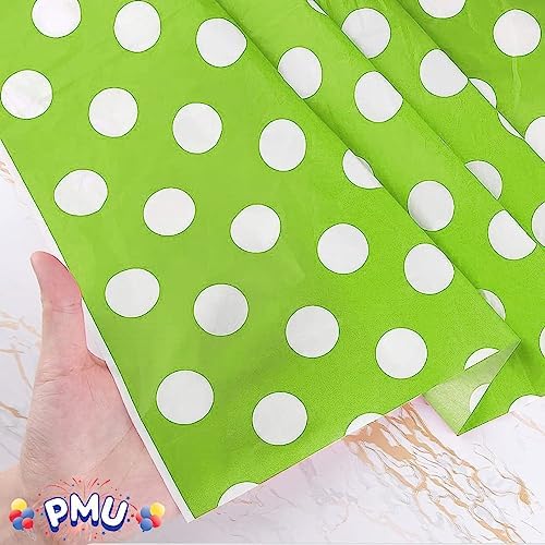 Lime Green Polka Dot Plastic Tablecloth 108x54