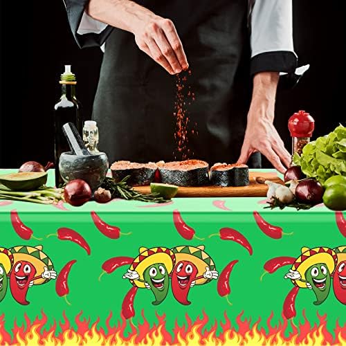 Remerry Plastic Chili Pepper Tablecloth 54 x 108 Inch 3 Pack