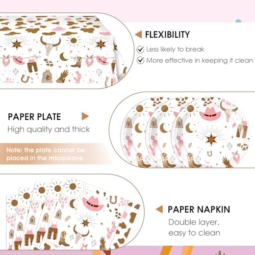 41Pcs Cowgirl Birthday Party Decorations Pink Set
