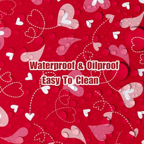 VARACL 3 Pack Valentine Day Tablecloth 108x54 Red Heart Vinyl