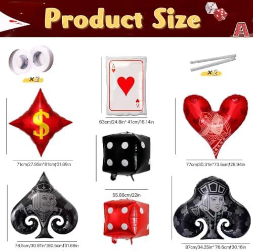 Poker Casino Balloons Decor Set for Parties