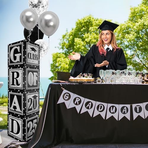 Black and Silver Graduation Decor Balloon Boxes 2025