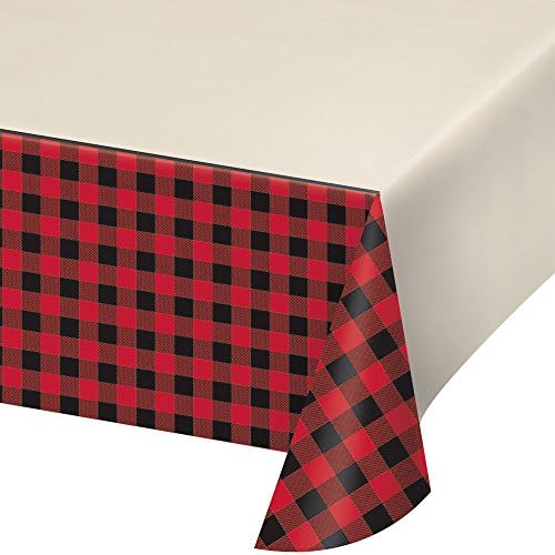 Creative Converting Black and Red Plaid Tablecover 1 Pc