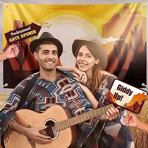 Western Cowboy Party Decorations Kit with Backdrop and Props