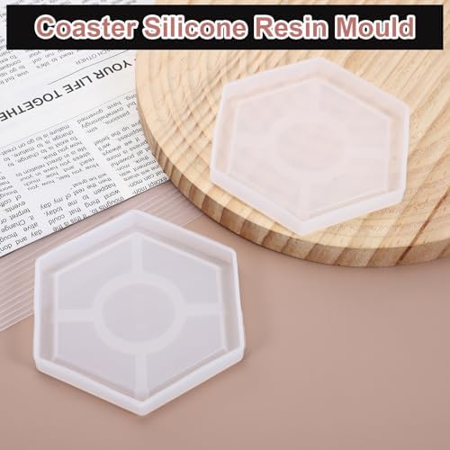 Uxcell 2 Pcs Hexagon Resin Coaster Moulds