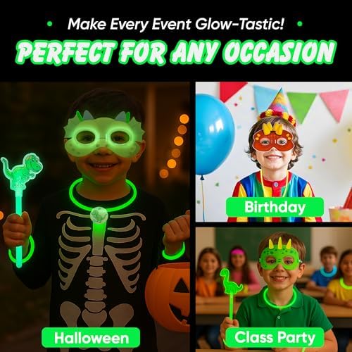 Dinosaur Glow Party Pack 176PCS Dino-Themed Party Favors