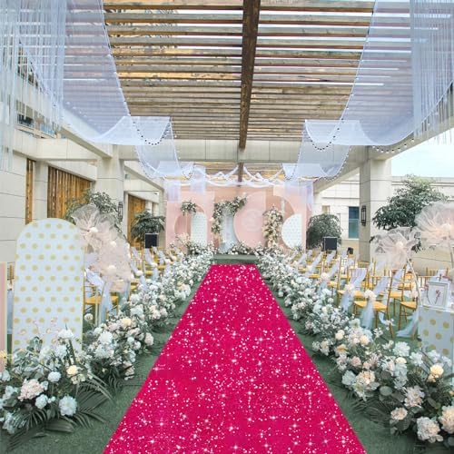 FUHSY Hot Pink Sequin Aisle Runner Rug