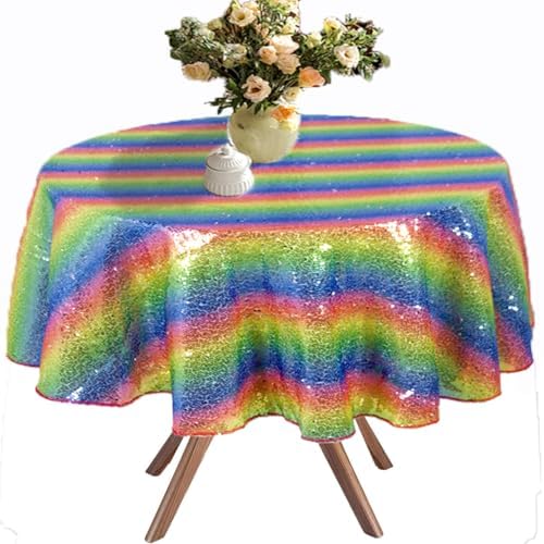 50 Inch Sequin Round Tablecloth for Parties