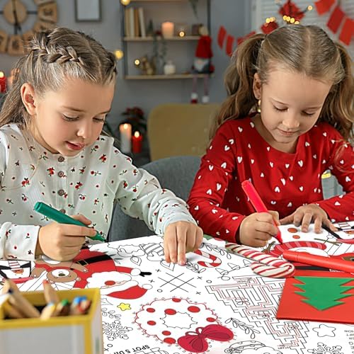 Gatherfun Christmas Coloring Tablecloth with Poster 54x88in
