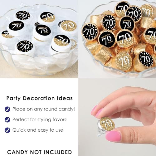Big Dot of Happiness 70th Birthday Gold Candy Stickers