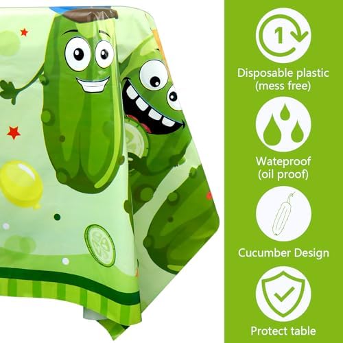 4 Pack Pickle Party Tablecloths 51x86 Inches