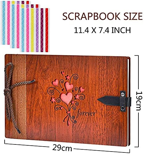 ZEEYUAN 80 Page Wooden Photo Album Scrapbook DIY