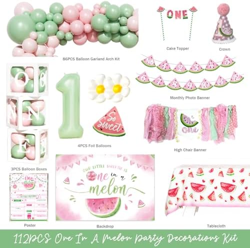 One in a Melon Birthday Party Decor Kit - 112 Pieces