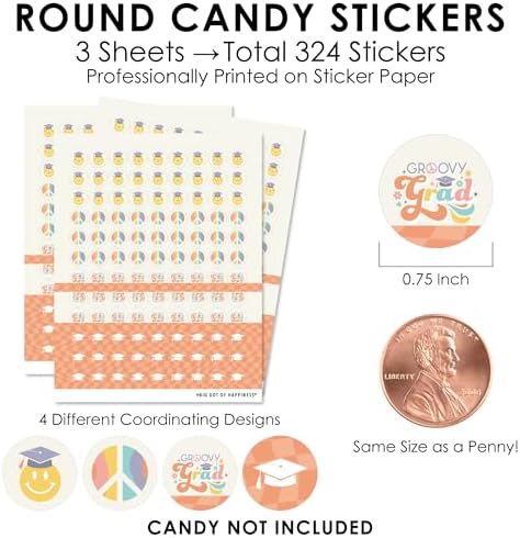 Big Dot of Happiness Groovy Grad Candy Stickers 324 Count