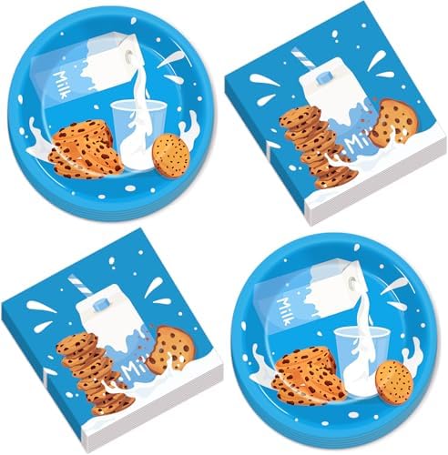 48pcs Milk and Cookies Birthday Decor Set