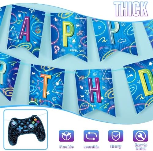 WERNNSAI Gamer Party Supplies Set - 88 PCS for 16 Guests